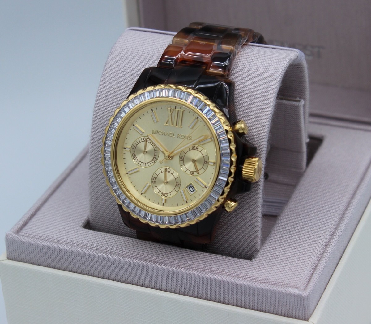 MICHEAL KORS腕時計 NEW AUTHENTIC MICHAEL KORS EVEREST TORTOISE CHRONOGRAPH GOLD WOMEN