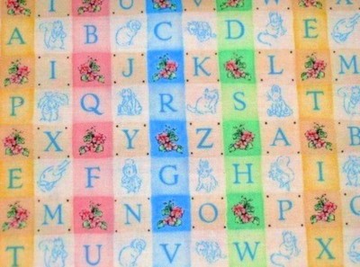 Beatrix Potter Fabric Peter Rabbit and Friends ABC Pastel Blocks Flannel  BTY