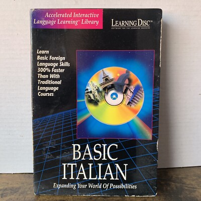 NEW Vintage 1994 Learning Disc Basic Italian - 2 Lessons - Learn 300% Faster !