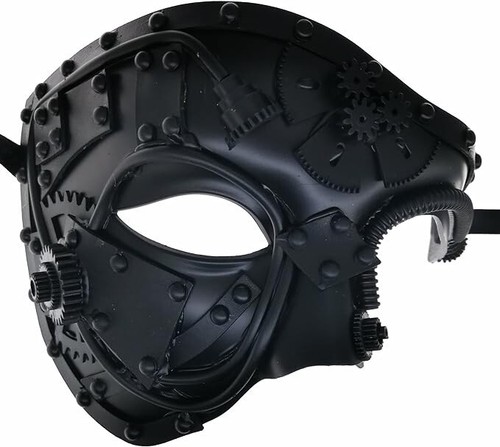 Ubauta Steampunk Metal Cyborg Venetian Mask, Masquerade Mask - Picture 2 of 4