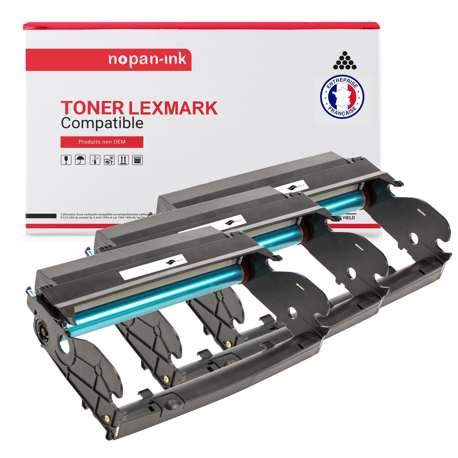 Toner Lexmark E260X22G noir compatible pack de 3 cartouches d'encre Nopan-Ink pour imprimante