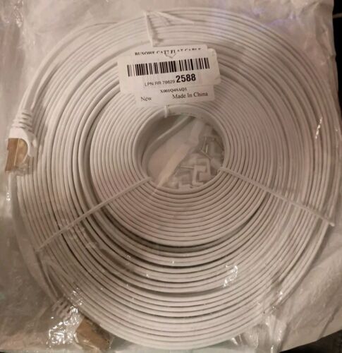 BUSOHE Cat 7 Flat Ethernet Cable 10Gbps High Speed Ethernet Cable - White 100 ft - Picture 2 of 4
