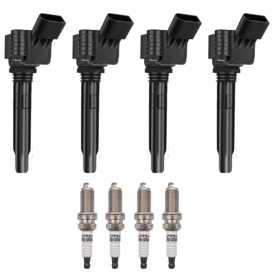 4X Bobinas de encendido + 4X Bujías de iridio para Volkswagen Jetta Audi A4 Q5 UF765 Foto 2 de 4