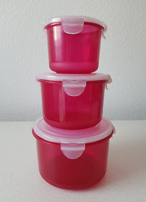Lock und Lock Vorratsdosen  -Set rund, 3 tlg. 380ml, 720ml, 1,2l - Beere