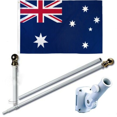 Australia 3 x 5 FT Flag Set w/ 6-Ft Spinning Flag Pole + Bracket (Tangle Free)