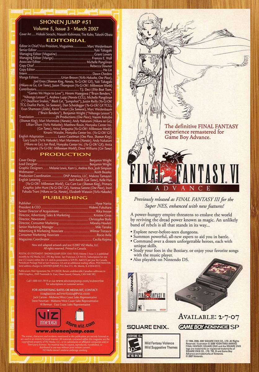 2007 Final Fantasy VI 6 Advance GBA Vintage Print Ad/Poster Video