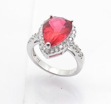 Size 7 Red Ruby CZ Double Row Halo Style Ring Real Solid 925 Sterling Silver