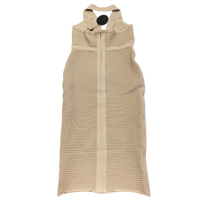 knit midi dress beige Beige Halter Strap Pleated Short Dress