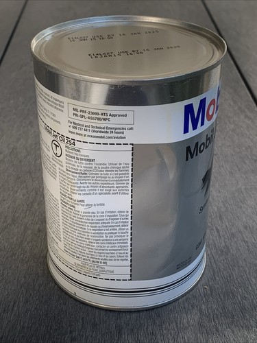 MOBIL Synthetic Jet Oil 254 Full Unopened Quart Can - Jan 2025 Expiration - Picture 3 of 7