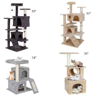 Cat Tree Tower Condo Furniture Scratch Post Kitty Comfortable Home Multiple Size