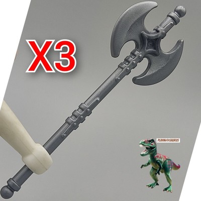 Lot De 3 Armes Médiévales Playmobil - Masse à Broches, Chevalier, Barbare, Occasion