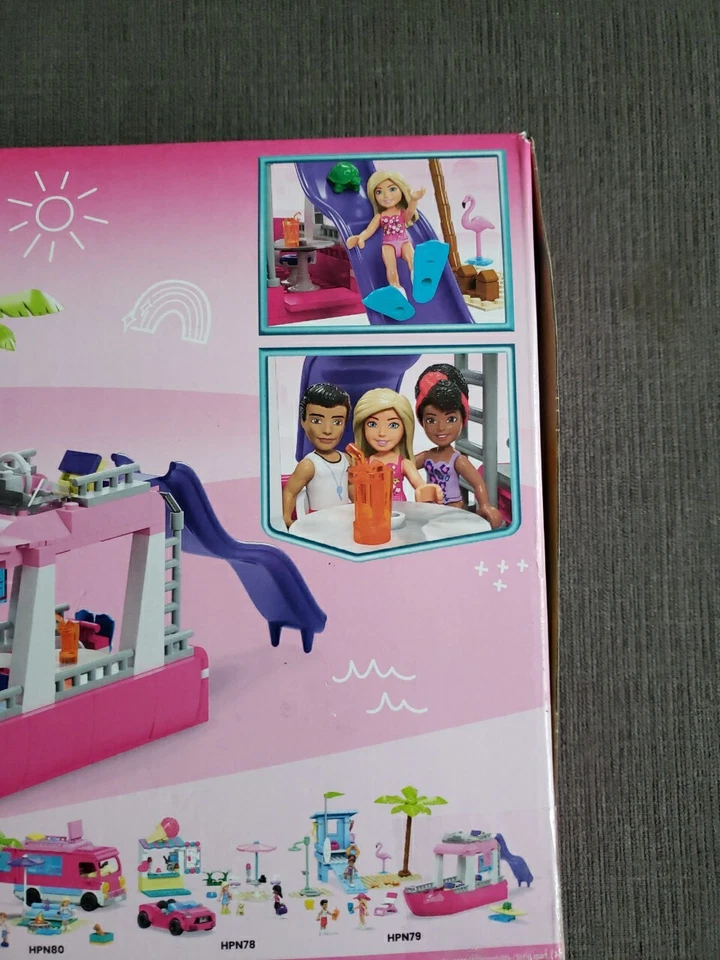MEGA Barbie Malibu Dream Boat Building Playset 317 Peças HPN79 Novo em folha!  - Imagem 4 de 4