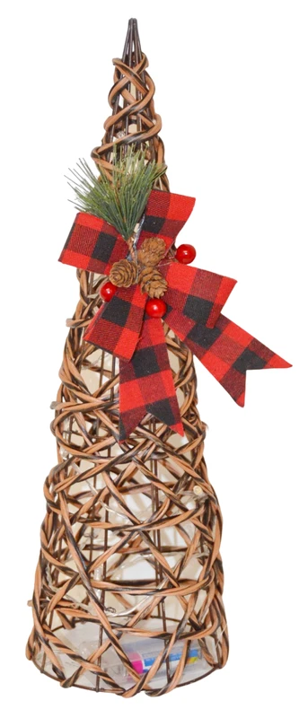 Luci Natale LED Albero di Natale Rattan Albero 3D interno Luce Calda 40 cm, fotografia 7 di 7