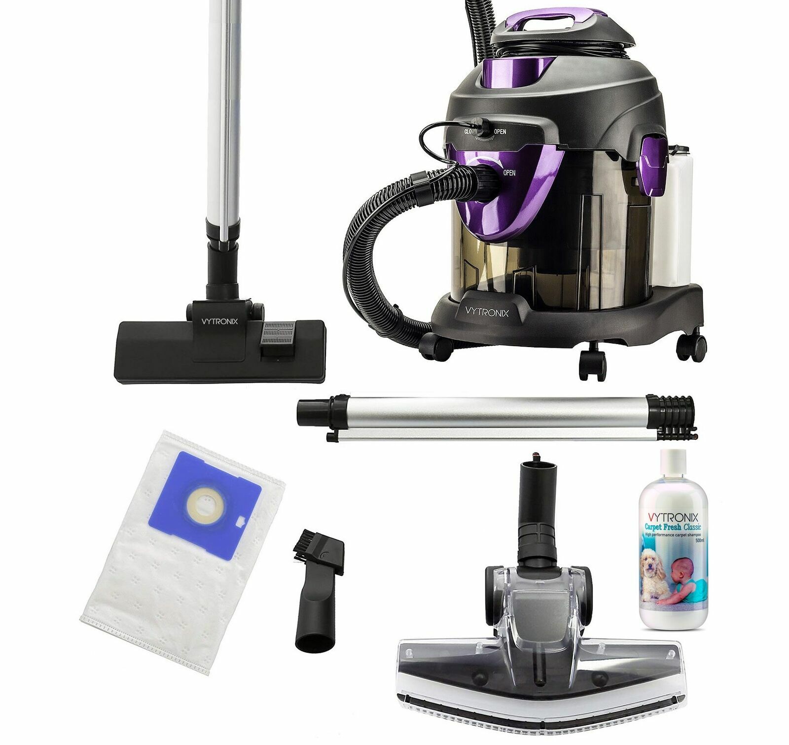 Vacuum Cleaner 1600W Wet-Dry Carpet Washer with Shampoo | eBay UK