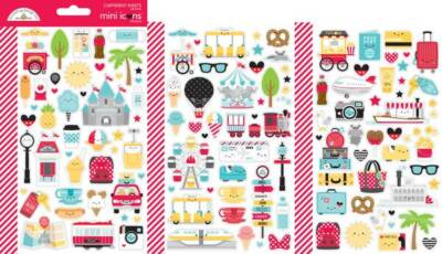 Crafts Doodlebug Mini Icon Stickers Fun At The Park Castle Food Rides Disney Cup