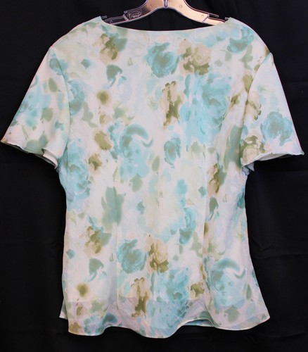 R&M Richards Outfit sz 18 W Teal Floral Shirt Tiered Skirt Spring Assmytrical - Picture 3 of 12