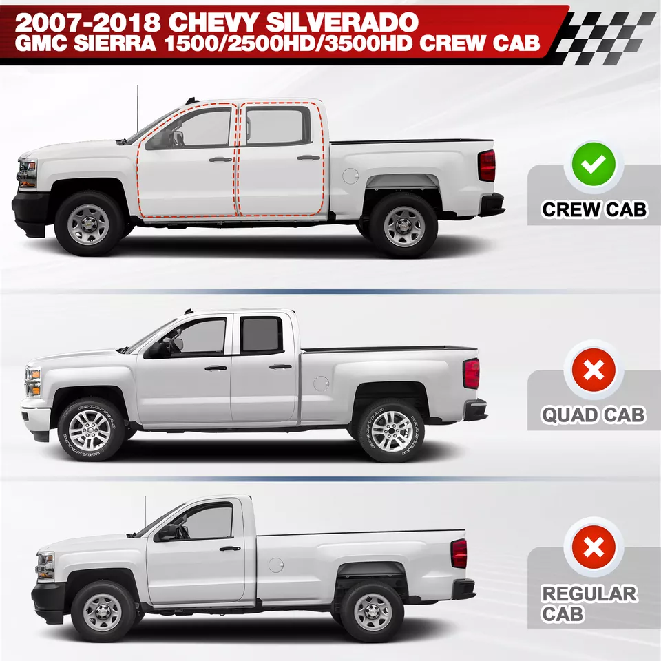 Running Boards For Chevy Silverado/GMC Sierra 1500 2007-2018 4 Doors Side Steps Foto 2 de 4