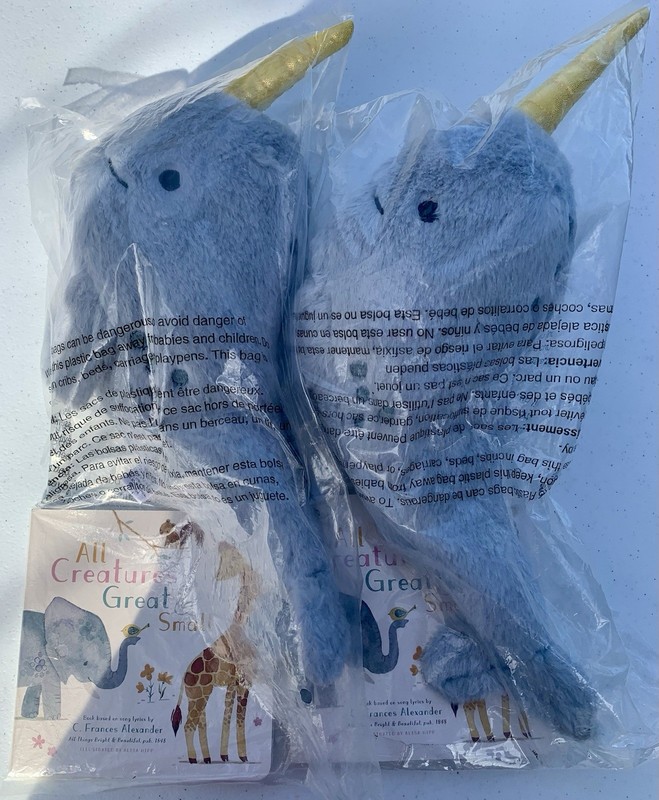 All Creatures Great and Small Narwhal Stuffed Animal Blue/Gold Horn Washable