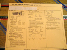 1968 Amc. Rambler American Six 199cu.  Standardsadjust Card