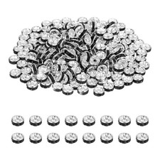 4mm Rondelle Spacer Bead, 200 Pcs Rhinestone Loose Bead, Silver/Black