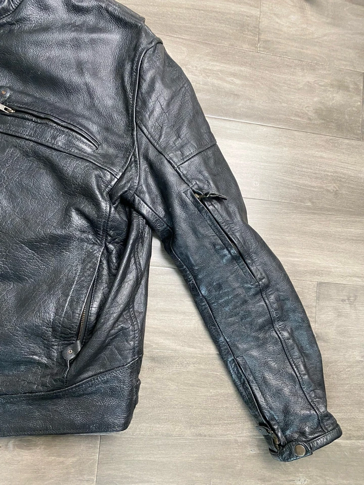 Chaqueta de Motocicleta XElement Forro con Cremallera Negra Cuero Resistente Talla XL Motociclista Foto 3 de 4