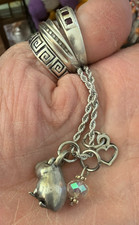 Chubby Chico Charms Guinea Pig Silver Pendant Rope 18" Necklace Lobster 3D Heart