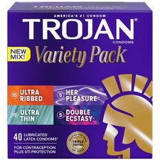 Trojan Pleasure Pack Variety Pack Lubricated Latex Condoms 40 Ct FRESH 6/2027