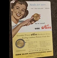 Vintage Kerr "Self-Sealing" Brand canning lid advertisement.
