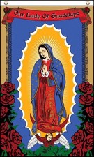 8 x "OUR LADY OF GUADALUPE ROSE" vertical flag 3x5ft polyester banner sign blue