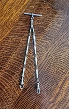 Bates & Bacon Double Albert Pocket Watch Chain w/ Sterling Silver Hooks & T-Bar