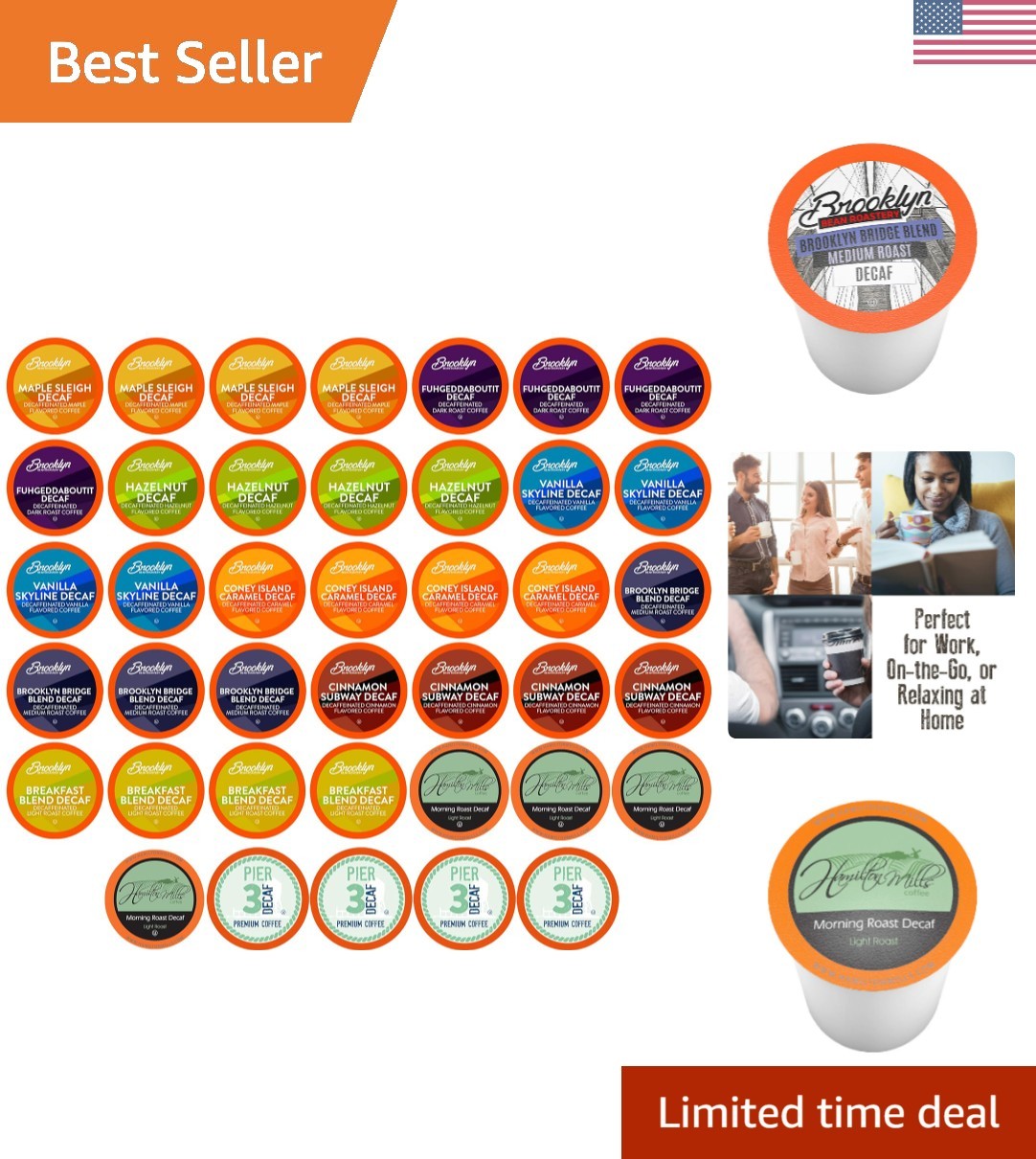 Decaf Coffee, Regular and Flavored Decaffeinated Pods Compatible with K Cup B...