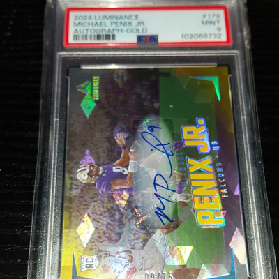 Panini 2024 Luminance Rookies Michael Penix Jr #179 Gold Auto /75 PSA 9