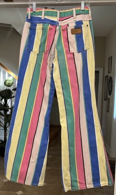 Wrangler Jeans Wanderer Womens 29x32 Multicolor Striped Wide Leg Flare Retro 90s