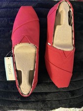 Toms Alpargata Red Canvas Shoes. Sz 8. NEW