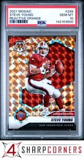 2021 MOSAIC REACTIVE ORANGE PRIZM #299 STEVE YOUNG HOF PSA 10