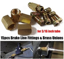 15pcs 316 Brake Line Tube 38-24 Inverted Brake Line Fittings Brass Unions