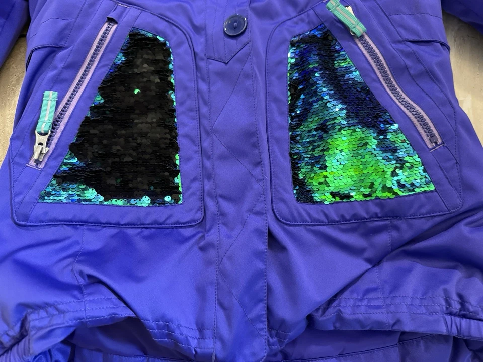 Great Condition: Girls Obermeyer Purple Free Reign Sparkle Jacket - Size 8 - Image 3 of 4