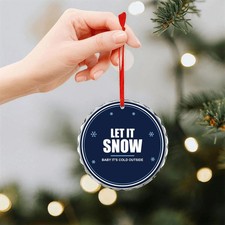Let It Snow Glass Christmas Ornament 3 in Round Tree Decoration Made in USA