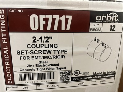 Orbit 2 1/2  Coupling - Case Of 12. Free Shipping 0F7717