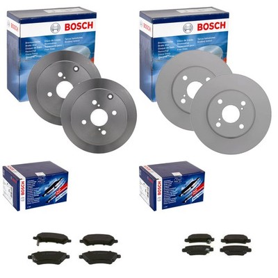 BOSCH BREMSSCHEIBEN + BELÄGE VORNE + HINTEN passend für TOYOTA COROLLA E12