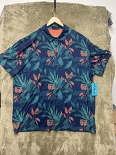 NWT Birdie Bound Men s 3XL Blue Pink Tropical Palm Short Sleeve Polo Shirt