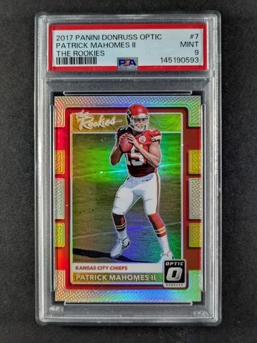 2017 Panini Donruss Optic PATRICK MAHOMES II RC Holo Prizm The Rookies #7 PSA 9