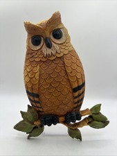 VTG Homco Owl Sitting On Branch Wall Hanging 14 X 10 Decor Retro Made In USA