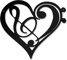 Heart Metal Music Wall Decor Musical Notes Metal Wall Art Vintage Theme Note Han
