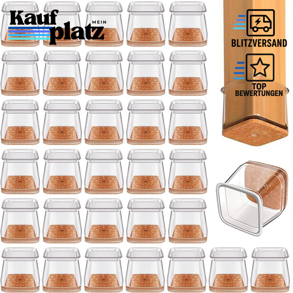 Stuhlbeinkappen 32 StüCk Transparent Silikon Mit Filzgleiter Schutz FüR BöDen-image
