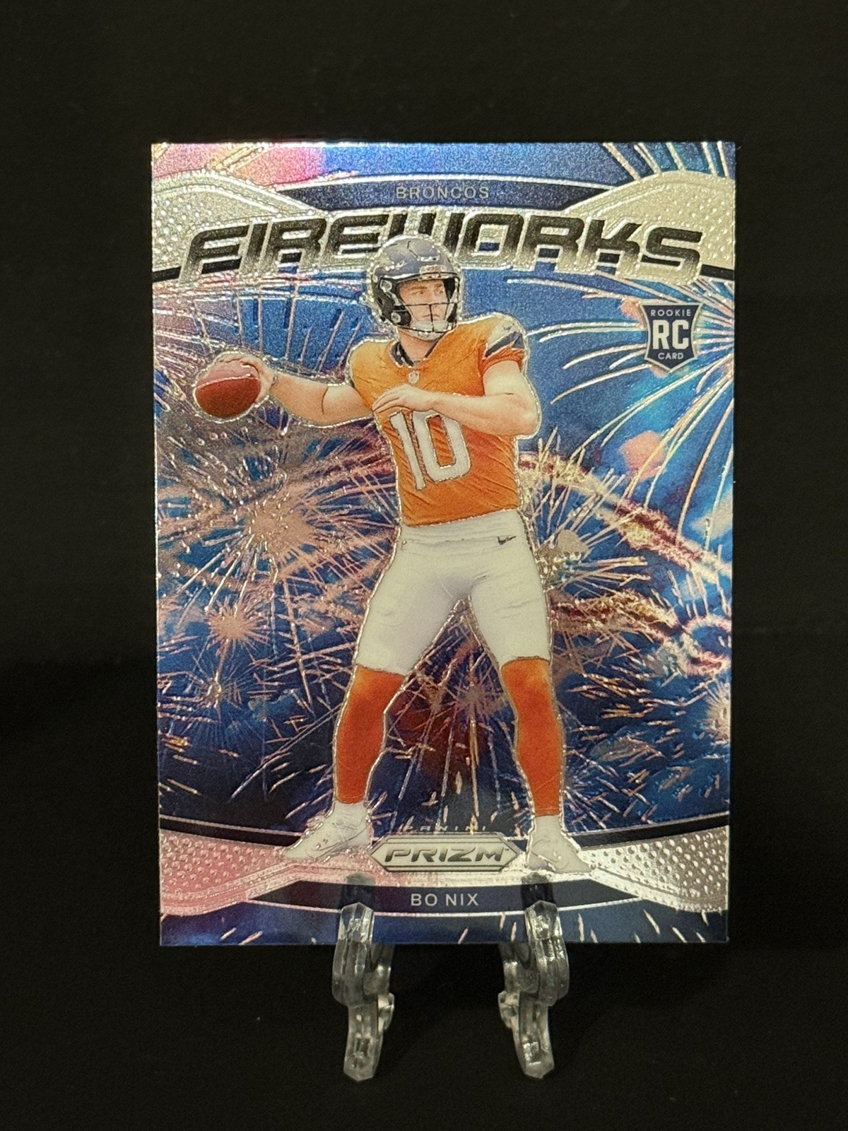 2024 Panini Prizm Bo Nix RC Fireworks #23 Denver Broncos Rookie