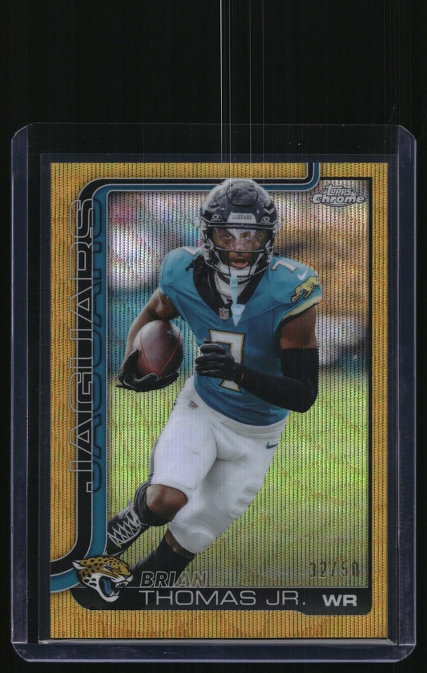 2025 Topps Chrome #135 Brian Thomas Jr. Gold Wave Refractor /50 Jaguars