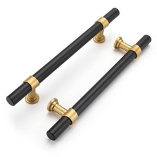 10 PCS 5 Inch Black Gold Cabinet Pulls Barrel Handles Drawer Hardware Kitchen