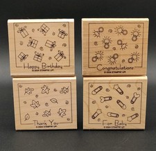 Set-4 Rubber Stamps Stampin' Up Happy Birthday Congratulations Baby Thank You