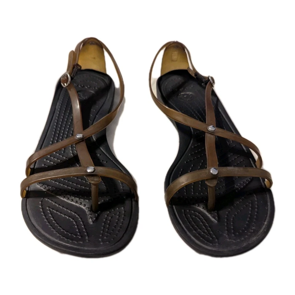 Crocs Mujer Muy Sexy Sandalia Humo Oliva Marrón Tirantes Tanga Zapato 7 Foto 2 de 4